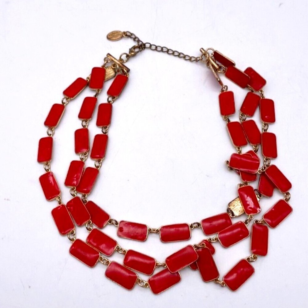 Simple Addiction 3 Stand Necklace Gold Tone Lobster Closure Adjustable Signed